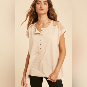 Embroidered Cap Sleeve Blouse